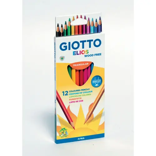 Crayon couleur elios wood free triangulaire 12 couleurs - Giotto photo du produit