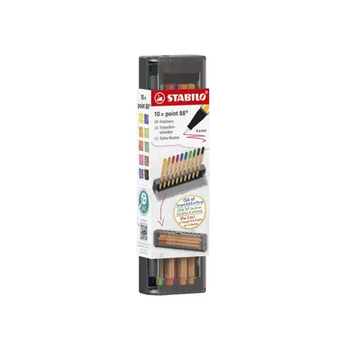 Click box x 10 stylos - feutres pointe fine point 88 - Stabilo photo du produit