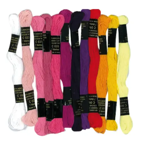 Fil coton bracelet bresilien 7m coloris assortis sachet 12 echevettes - Graine creative photo du produit