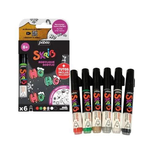 Set de 6xskrib acrylique noel - Pebeo photo du produit