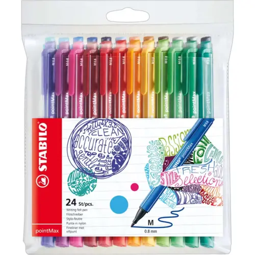 Pochette de 12 stylos - feutres pointe moyenne pointmax - Stabilo photo du produit