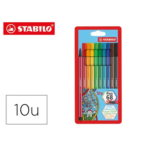 Etui de 10 feutres de dessin pointe moyenne pen 68 - Stabilo photo du produit