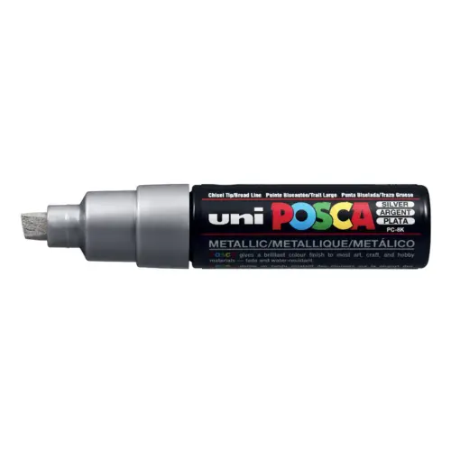 Marqueur pc8k base eau pointe biseautée large 8mm argent - Posca photo du produit