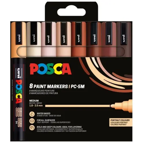 Set de 8 marqueurs pointe conique moyenne couleurs portrait pc5m/8a - Posca photo du produit