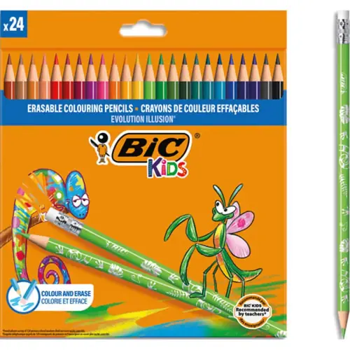 kids evolution illusion crayons de couleur effaçables 24 couleurs - Bic photo du produit