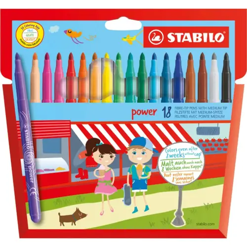 Etui de 18 feutres coloriage pointe moyenne power - Stabilo photo du produit