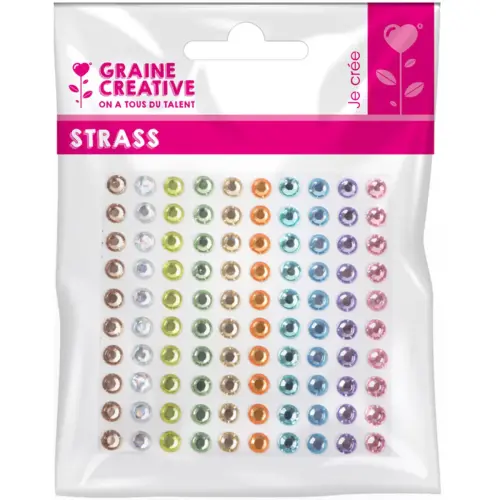 1 planche de 100 strass 5 mm couleurs pastel - Graine creative photo du produit