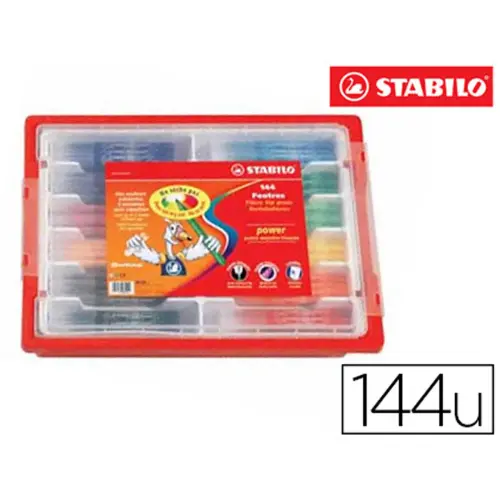 Schoolpack de 144 feutres de coloriage pointe moyenne power - Stabilo photo du produit