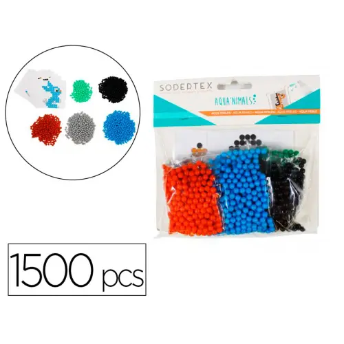 Perles sodertex aqua'nimals 10 modèles 3x3mm 1500 pcs 5 coloris - Sodertex loolipo photo du produit