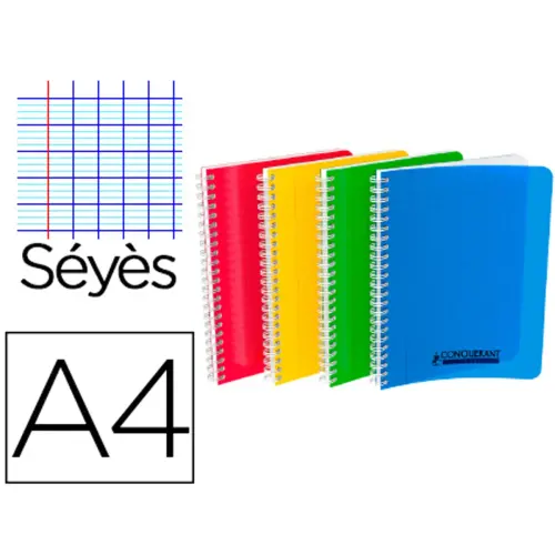 Cahier reliure intégrale Seyès - A4 90g - 100 pages - Coloris aléatoire - Conquérant photo du produit