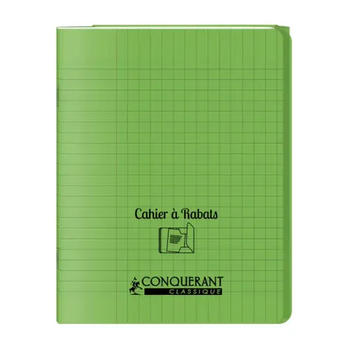 Cahier &agrave; rabats piq&ucirc;re - 22 x 11 cm - 48 pages - Vert - Conqu&eacute;rant photo du produit