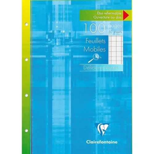Feuillet mobile d&eacute;ficient visuel 21x29, 7 cm seyes noir - Clairefontaine photo du produit