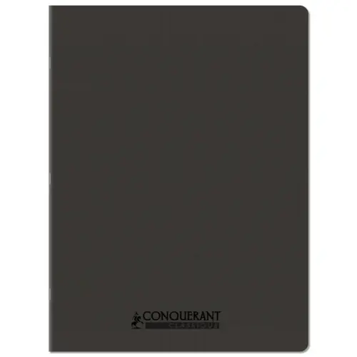 Cahier polypropyl&egrave;ne piq&ucirc;re - A4+ 90 g - 96 pages - Anthracite - Conqu&eacute;rant photo du produit