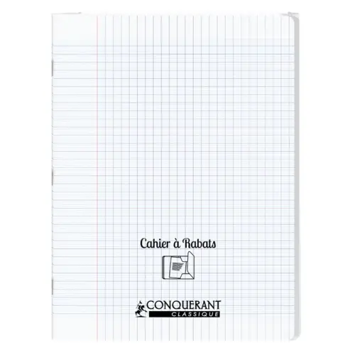Cahier à rabats piqûre Seyès - A4+ 90 g - 96 pages - Incolore - Conquérant photo du produit