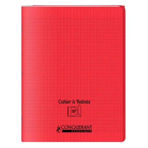 Cahier à rabats piqûre Seyès - A4+ 90g - 48 pages - Rouge – Conquérant photo du produit