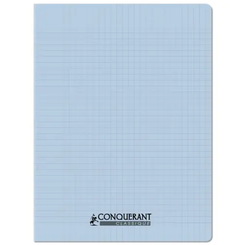 Cahier polypropylène piqûre - A4+ 90 g - 96 pages – Bleu pastel - Conquérant photo du produit