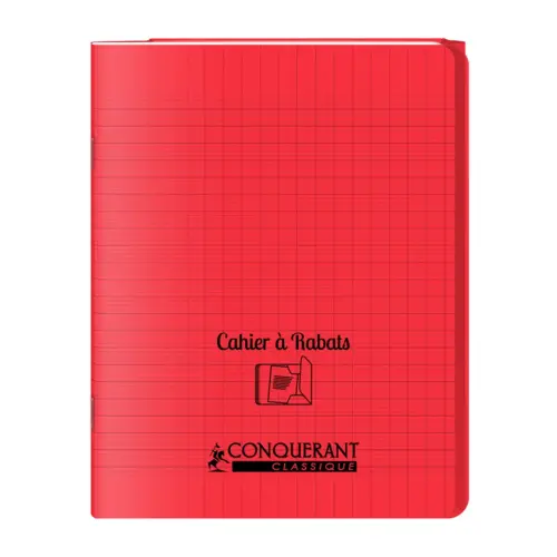 Cahier à rabat piqûre Seyès - A5+ 90g - 48 pages - Rouge - Conquérant photo du produit