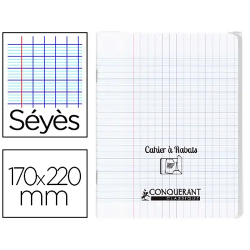 Cahier &agrave; rabat piq&ucirc;re Sey&egrave;s - A5+ 90g - 96 pages - Incolore - Conqu&eacute;rant photo du produit