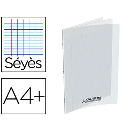 Cahier piqûre Seyès - A4+ 90g - 140 pages - Incolore - Conquérant photo du produit
