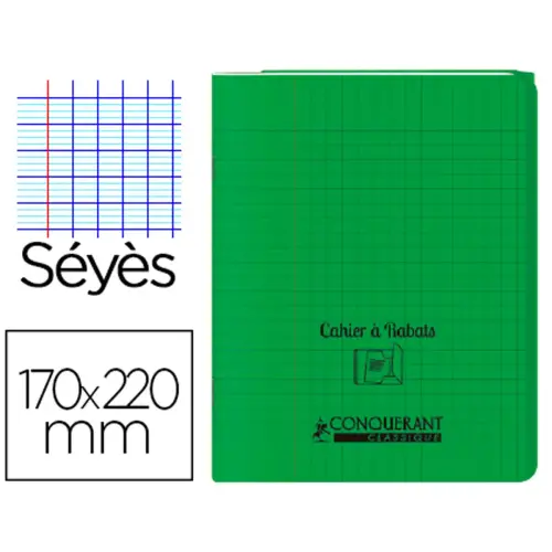 Cahiers a rabat agrafe classique 17x22cm 96p vert - Conquerant photo du produit