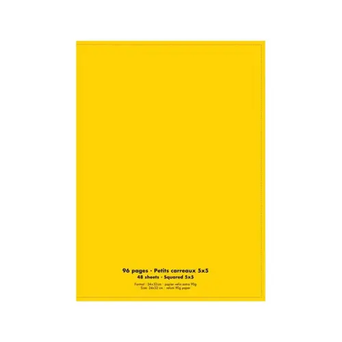 Cahier polypropylène piqûre 5 x 5 - A4+ 90 g - 96 pages - Jaune - Conquérant photo du produit