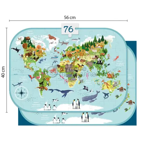 Puzzle avenue mandarine planisphere avec les animaux du monde - My mandarine photo du produit