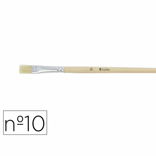 Brosse plate o'color poils soie porc n&deg;10 manche bois naturel lot 10 - O color photo du produit