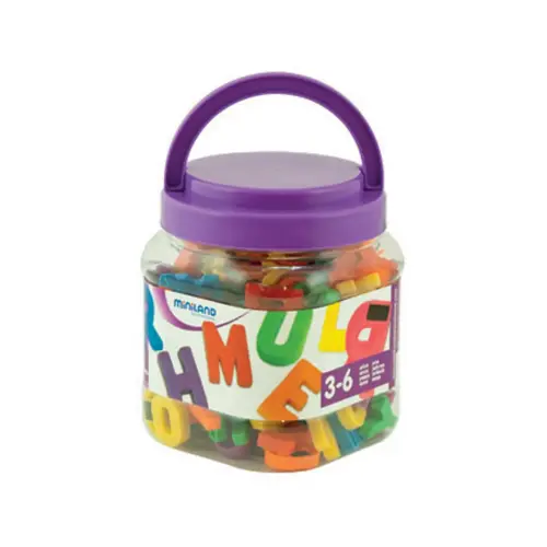 Jeu lettres majuscules magnetiques pot 154 pcs - Miniland photo du produit