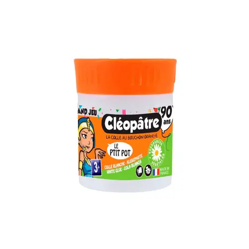 Pot de colle blanche 35gr p&acirc;te odeur amande avec spatule - Cleopatre photo du produit