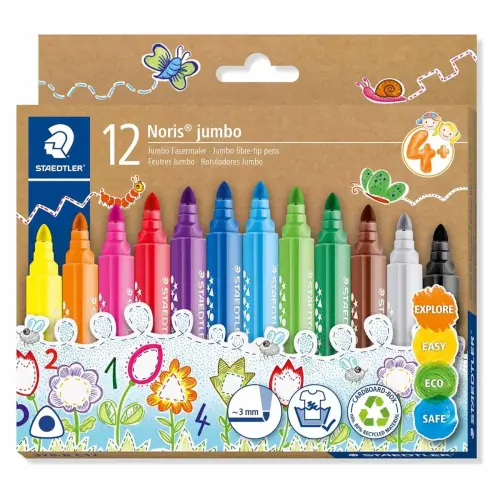 Feutres jumbo 328 coloris assortis pochette de 12 - Staedtler photo du produit