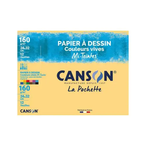 Papiers dessin mi - teintes 160g a4+ coloris vifs 12f - Canson photo du produit