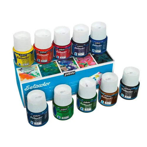 Peinture textile setacolor tissus clairs assorties 10 pots - Pebeo photo du produit