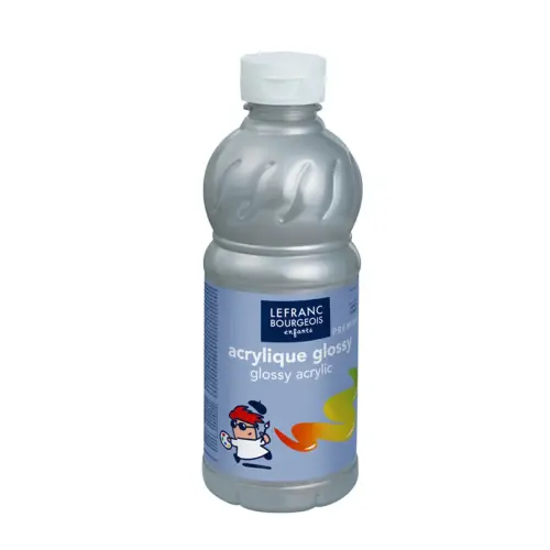Peinture acrylique glossy fluide argent 500ml - Lefranc bourgeois photo du produit