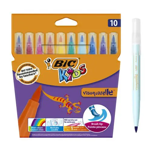 Feutre kids visaquarelle encre lavable pointe pinceau 10u - Bic photo du produit