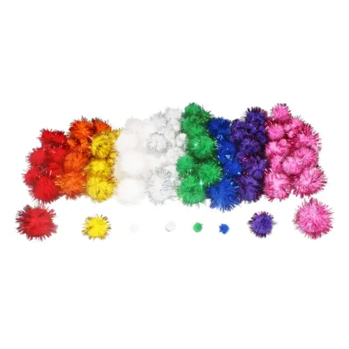 Pompons loolipo métallisés polypropylène 200 pcs 3 tailles 9 coloris - Sodertex loolipo photo du produit