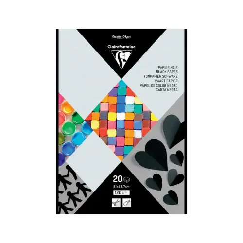 Bloc papier dessin 21x29, 7cm 120g noir 20 feuilles - Clairefontaine photo du produit