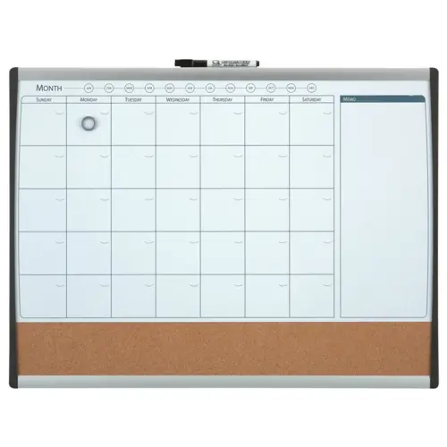Tableau laque 3 en 1 notes planning liege effacable a sec - Nobo photo du produit