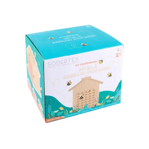 Kit hotel abeille solitaire bois + colle 14x12x13 cm 1 pc 1 coloris - Sodertex loolipo photo du produit
