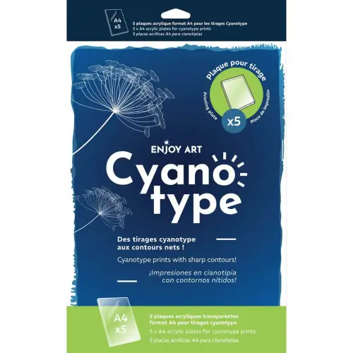 PACK DE 5 PLAQUES ACRYLIQUES A4 POUR IMPRESSION CYANOTYPE photo du produit