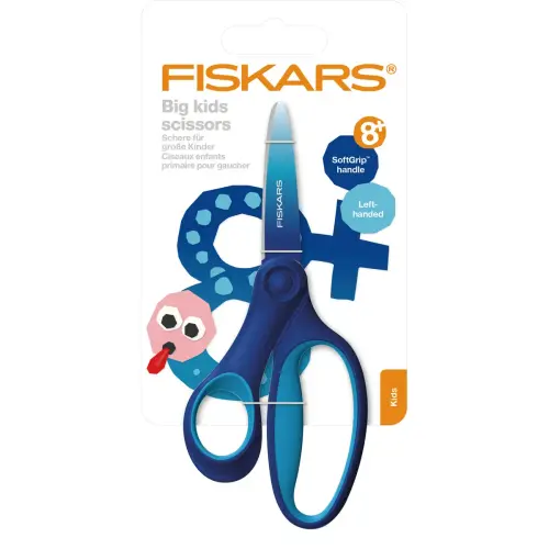 Paire de ciseaux primaire soft grip gaucher 15 cm bleus Fiskars photo du produit