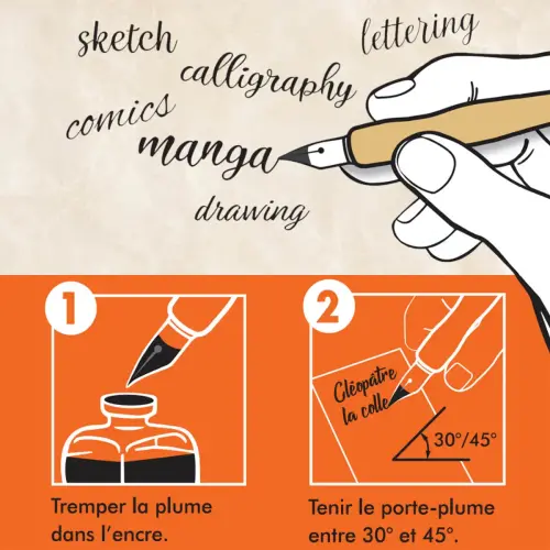 SET DE CALLIGRAPHIE ET DE DESSIN - 1 PORTE-PLUME + 5 PLUMES photo du produit