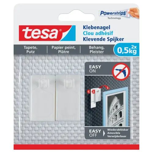 Powerstrips Clou adhésif pour papier peint et plâtre - Tesa photo du produit