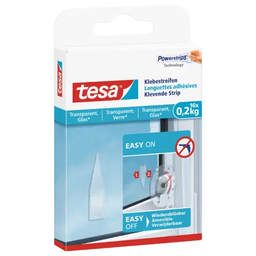 Powerstrips Languettes adh&eacute;sives pour surfaces en verre - Tesa photo du produit