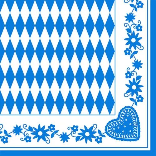 Serviette à motif 'Bleu bavarois', 400 x 400 mm - Papstar photo du produit