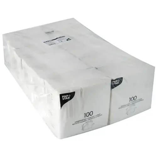 Serviette - 330 x 330 mm - 1 couche - Blanc - Papstar photo du produit