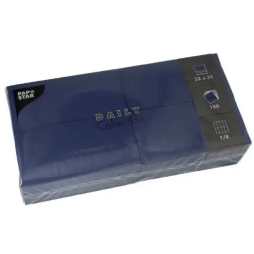 Serviette bistrot - 320 x 320 mm - 3 couches - Bleu - Papstar photo du produit