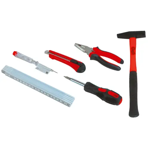 BRÜDER MANNESMANN Sac avec kit d'outils 7 pièces, noir/rouge photo du produit