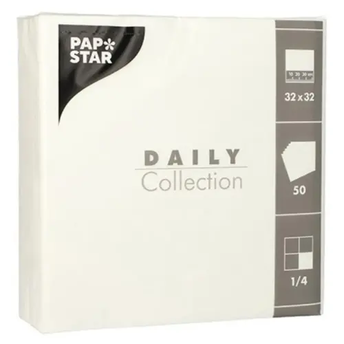 Serviettes - 320 x 320 mm - 3 couches - Blanc - Papstar photo du produit