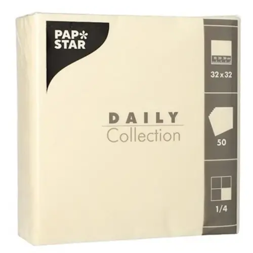Serviettes - 320 x 320 mm - 3 couches - Blanc - Papstar photo du produit