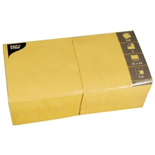 Serviettes lunch - 330 x 330 mm - Jaune - Papstar photo du produit